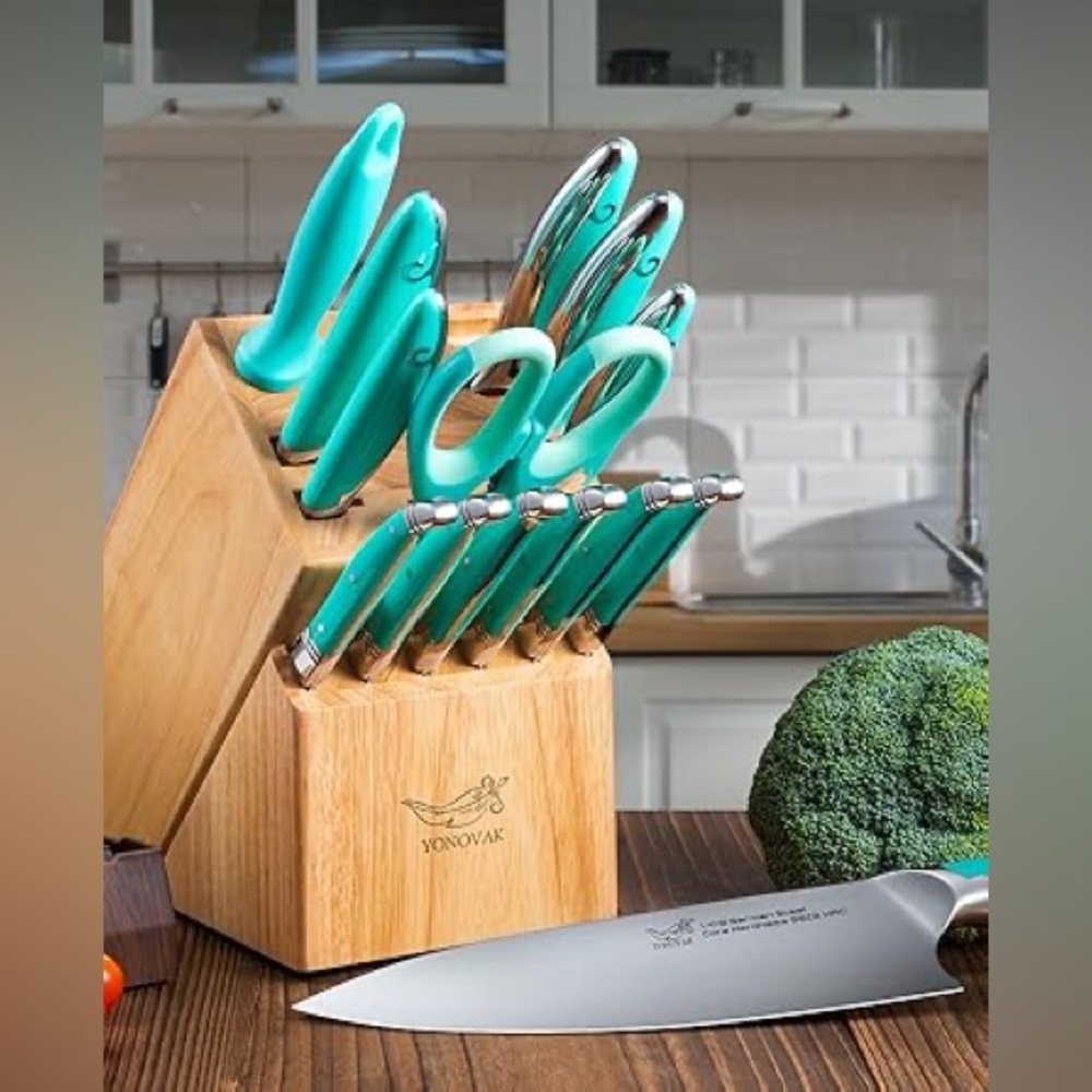 NEW Yonovak Blue Whale Series Kitchen German Steel Chef Knife 15pc Set